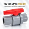 Chi tiết tay van uPVC màu đỏ trên van bi Eurolife dòng EL-VCC