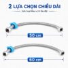 Dây cấp nước Eurolife có hai chiều dài EL-DI50 50cm và EL-DI60 60cm, giúp khách hàng lựa chọn phù hợp khoảng cách lắp đặt thực tế.
