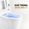Minh họa chức năng khử trùng UV trên bồn cầu Eurolife EL-SM8058D bằng vùng sáng xanh trong lòng bồn.