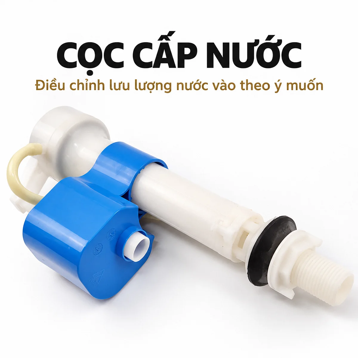 Cọc cấp nước Eurolife EL-TF02 với cụm phao màu xanh, thân trắng và gioăng đen tại chân ren