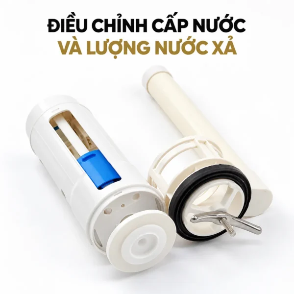 Cọc xả Eurolife EL-TF02 tháo khỏi đế, lộ chi tiết điều chỉnh màu xanh và gioăng đen tại chân đế