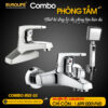 Hình ảnh đại diện combo sen tắm nóng lạnh Eurolife IRIS 03 gồm củ sen nóng lạnh EL-IRIS 01, vòi lavabo nóng lạnh 2 chân EL-IRIS 03 và bộ tay sen đi kèm, thiết kế đồng bộ mạ Chrome cho phòng tắm hiện đại.