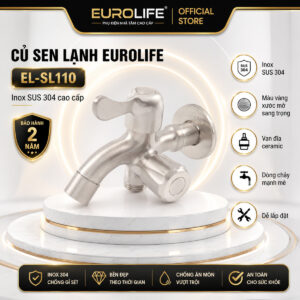 Hình đại diện củ sen lạnh Eurolife EL-SL110 bằng Inox SUS 304 xước mờ, thiết kế 2 đường nước, van Ceramic và bảo hành chính hãng 2 năm.