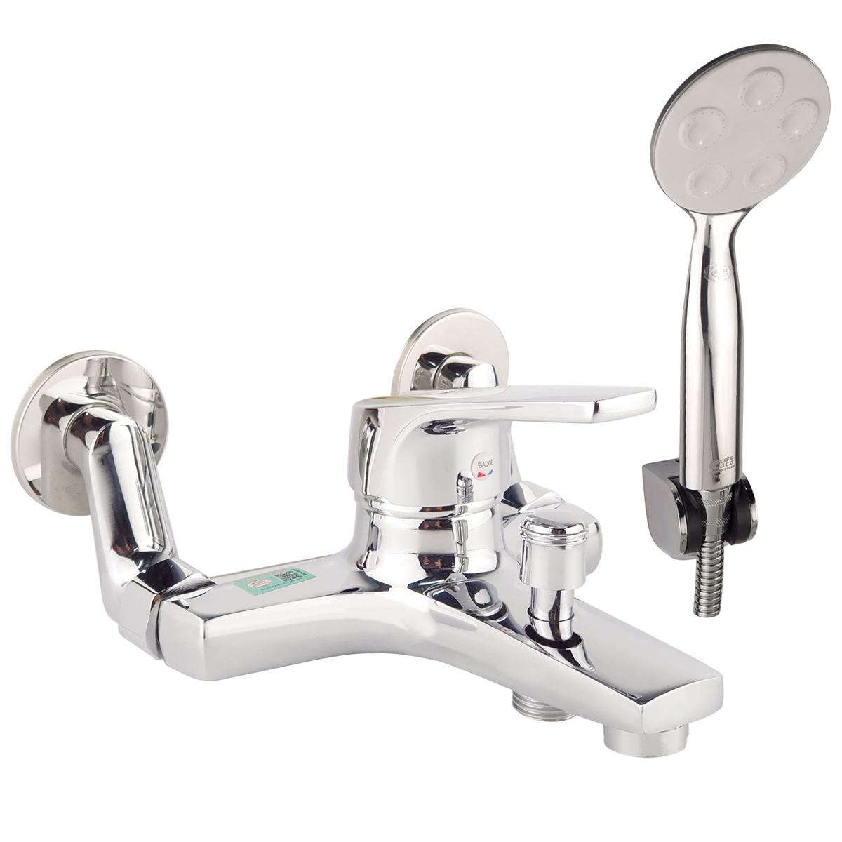 Hình mô tả củ sen nóng lạnh Eurolife EL-3001 bằng Đồng H61 mạ Chrome, thiết kế thân vuông mạnh mẽ, đi kèm tay sen 1 chế độ siêu tăng áp, dây sen và bát gác tay sen.