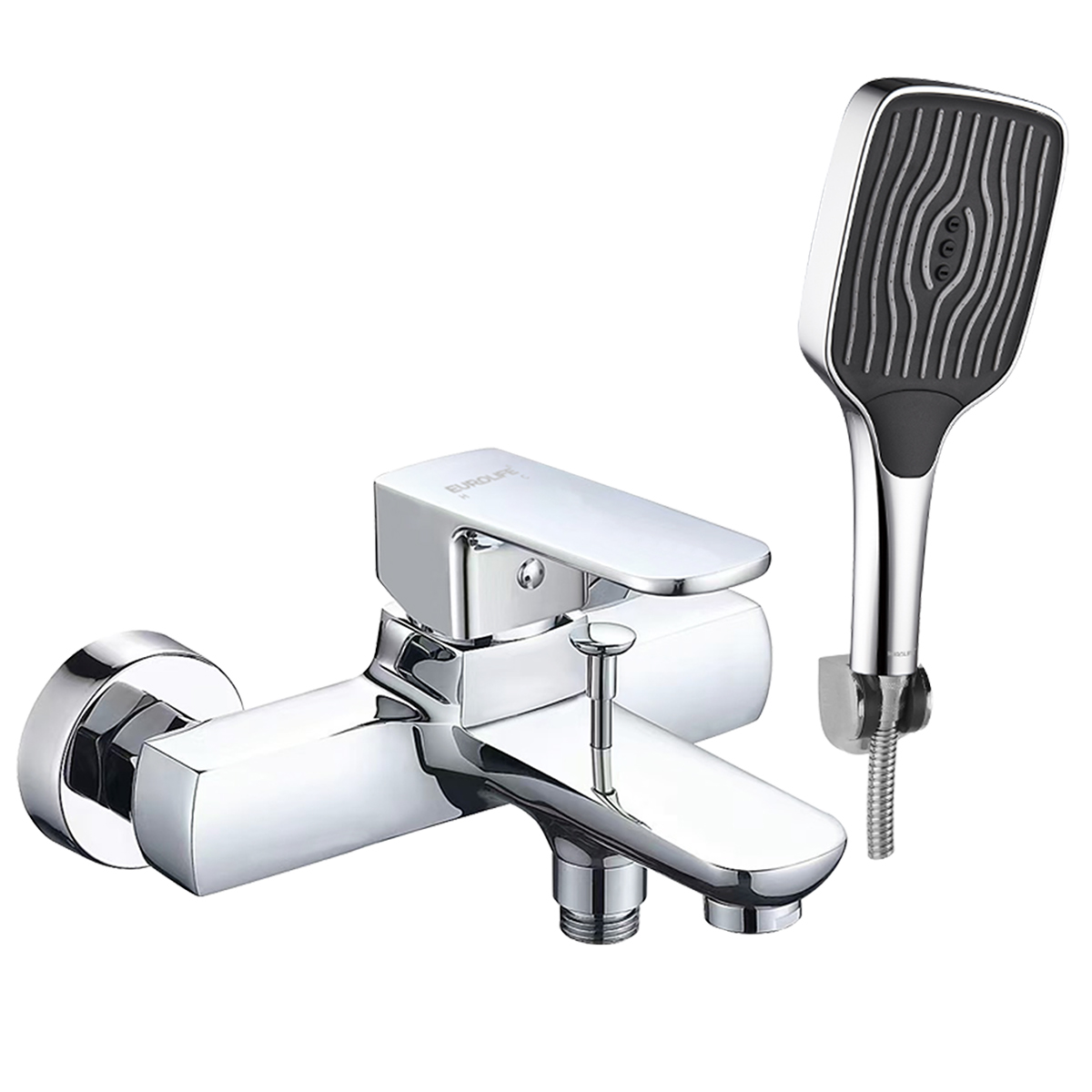 Ảnh sản phẩm củ sen nóng lạnh Eurolife EL-8001 mạ Chrome, thân đồng H61 trọng lượng 1320g, kèm tay sen 3 chế độ, dây sen 150cm và bát gác tiện dụng.