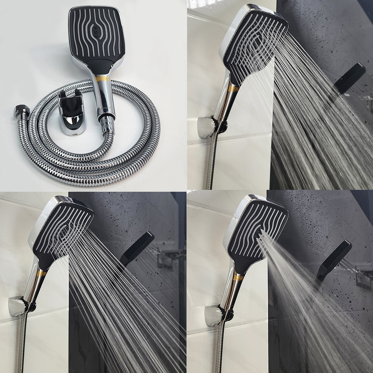 Ảnh tay sen 3 chế độ của củ sen nóng lạnh Eurolife EL-8001 với các kiểu tia nước thực tế, giúp khách hàng dễ hình dung trải nghiệm tắm trước khi mua.