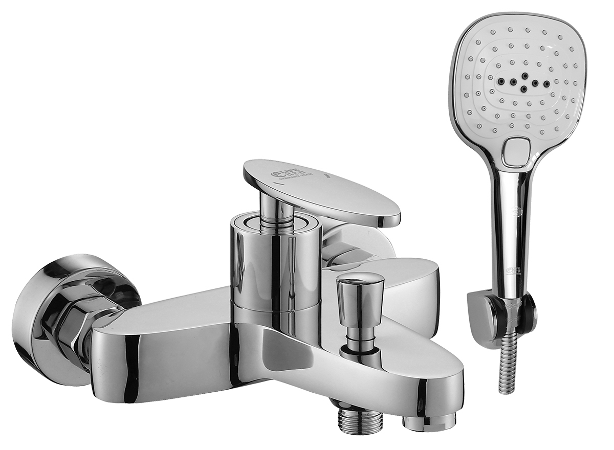 Hình ảnh củ sen nóng lạnh Eurolife EL-CAM 01 kèm tay sen, thiết kế bo cong mềm mại, bề mặt mạ Chrome sáng bóng, thuộc combo sen tắm nóng lạnh Eurolife CAM 03.