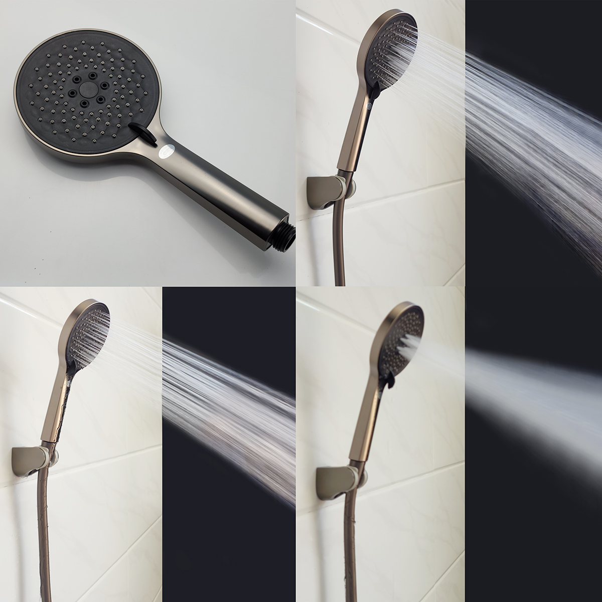 Ảnh mô tả tay sen 3 chế độ đi kèm củ sen nóng lạnh Eurolife EL-GRAY 01, giúp người dùng thay đổi kiểu tia nước linh hoạt khi tắm.