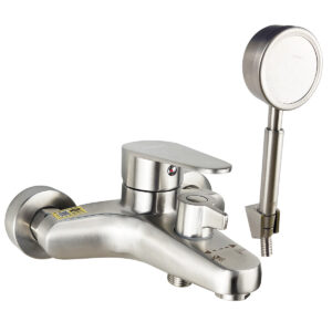 Ảnh main củ sen nóng lạnh Eurolife EL-LAVEN 01 Inox 304, bề mặt xước mờ, đi kèm tay sen tăng áp, dây sen và bát gác, phù hợp lắp đặt cho phòng tắm gia đình.