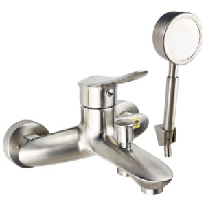 Ảnh chính củ sen nóng lạnh Eurolife EL-ORCHID 01 Inox SUS 304, thiết kế bo tròn hiện đại, bề mặt xước mờ, kèm tay sen tăng áp, dây sen và bát gác Inox 304.
