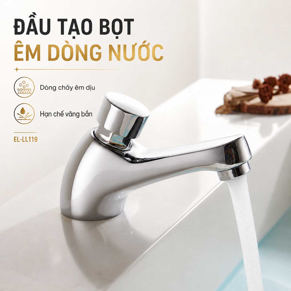 Đầu tạo bọt làm êm dòng nước của vòi lavabo tự ngắt EL-LL119