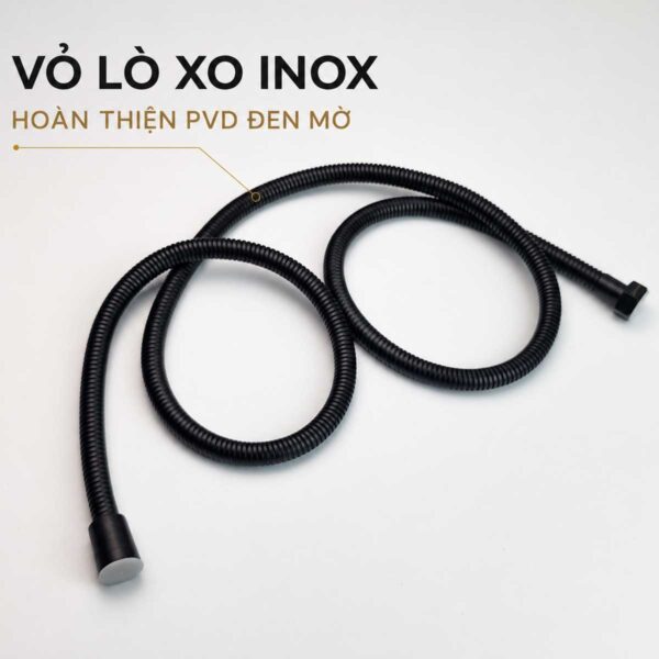 Dây vòi xịt Eurolife EL-X11-D có vỏ lò xo Inox hoàn thiện PVD đen mờ và chiều dài 120cm