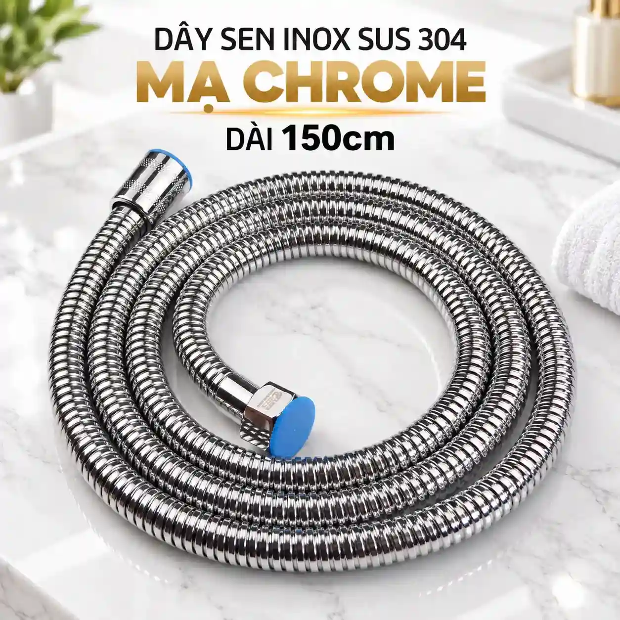 Dây sen Eurolife EL-128SH-T vỏ Inox SUS 304 mạ Chrome dài 150 cm