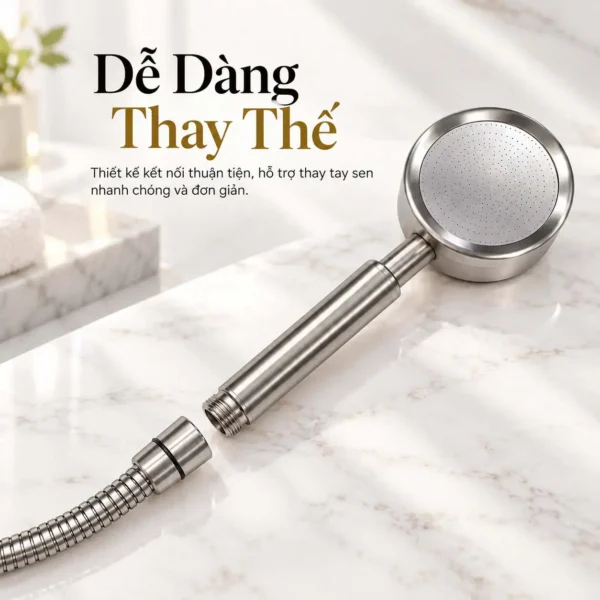 Tay sen Eurolife EL-H119 tháo khỏi dây sen minh họa khả năng thay thế với kết nối ren G1/2 21mm