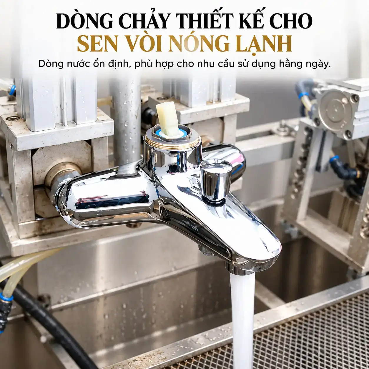 Lõi van Ceramic lắp trên sen vòi nóng lạnh minh họa dòng nước khi vận hành