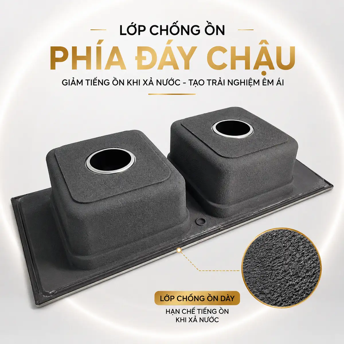 Lớp chống ồn phía đáy chậu rửa chén Eurolife EL-C7