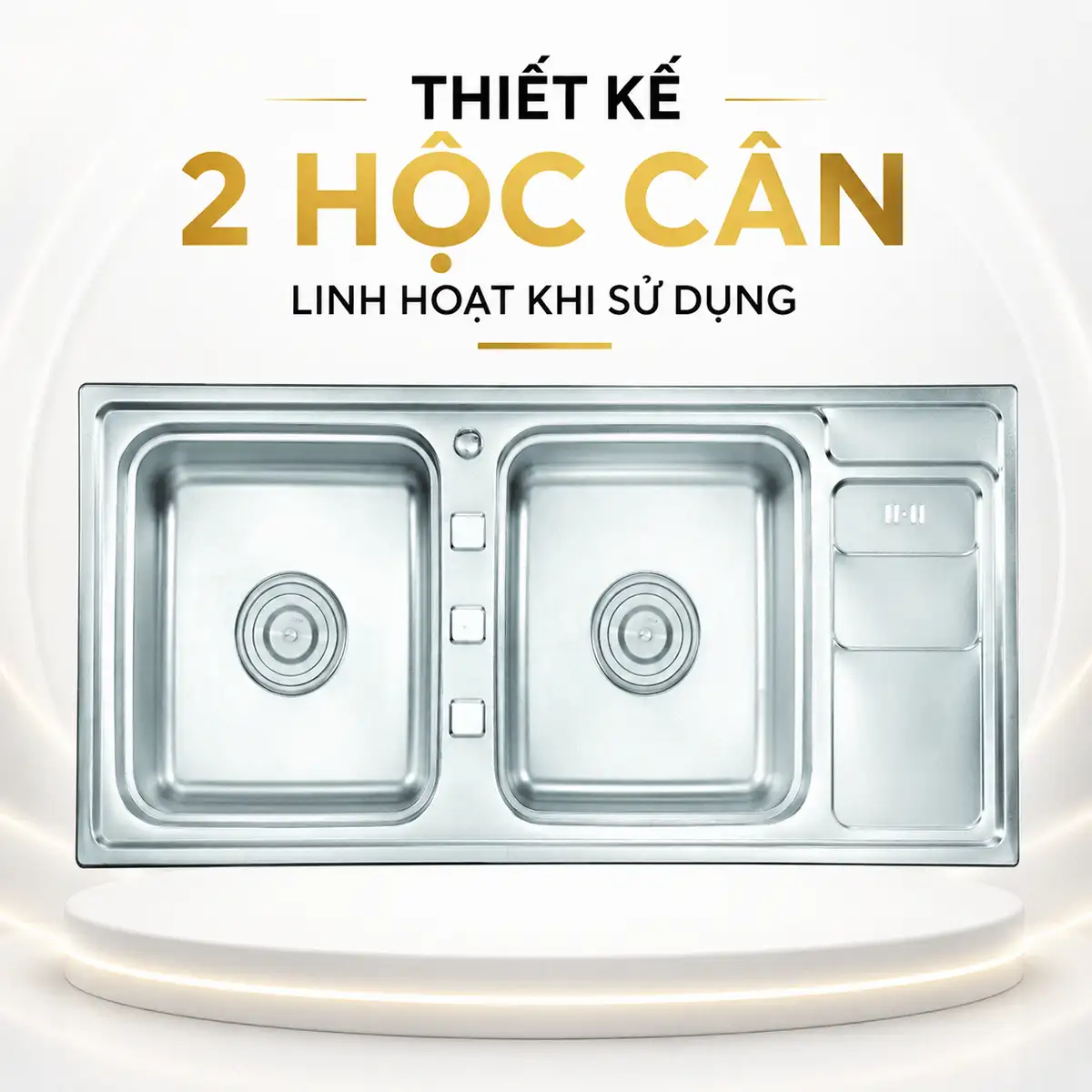 Thiết kế 2 hộc cân sâu 230 mm của chậu rửa chén Eurolife EL-C7