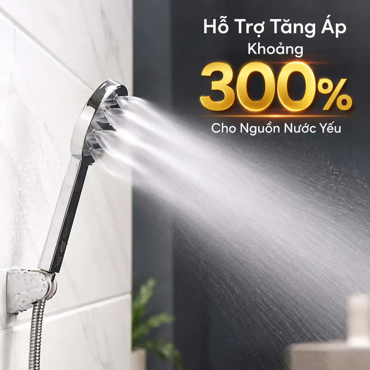 Tay sen Eurolife EL-120SH hỗ trợ tăng áp khoảng 300% cho nguồn nước yếu