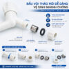Đầu vòi Eurolife EL-HN05 có cấu tạo tháo rời gồm đầu nối, gioăng làm kín và đai ốc nhựa, hỗ trợ vệ sinh và kiểm tra thuận tiện.