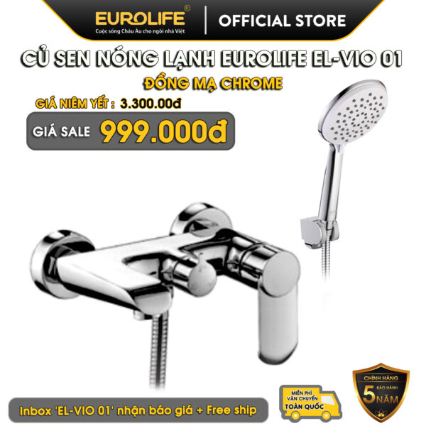 Hình ảnh flash sale củ sen nóng lạnh Eurolife EL-VIO 01 đồng mạ Chrome, giá sale 999.000đ, miễn phí vận chuyển toàn quốc, bảo hành chính hãng 5 năm.