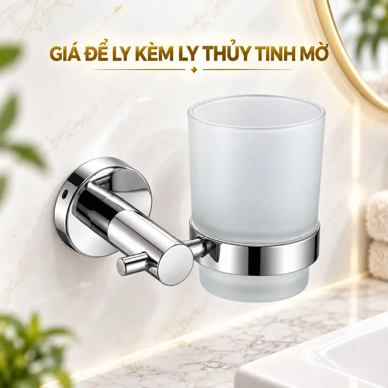 Giá để ly Inox SUS 304 Eurolife EL-P01 kèm ly thủy tinh mờ