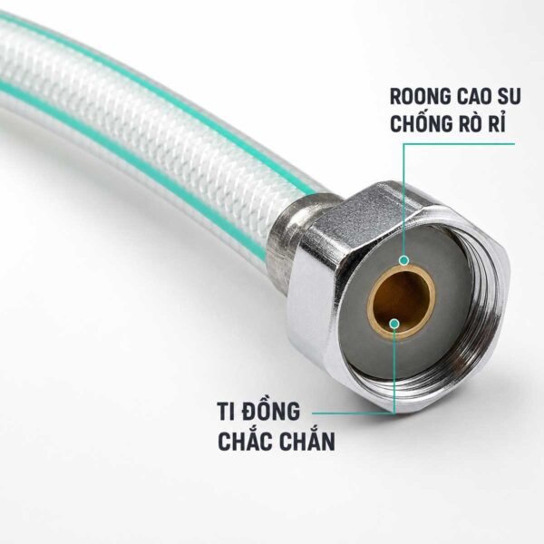 Gioăng cao su hỗ trợ chống rò rỉ và ti đồng chắc chắn bên trong đầu nối dây cấp Eurolife EL-DN50 và EL-DN60.