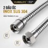 Hai đầu nối Inox SUS 304 ren trong 21mm của dây xịt Eurolife EL-X11-V, thuận tiện kết nối tay xịt và nguồn nước phù hợp.