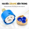 Hai đĩa Ceramic màu trắng bên trong lõi van vòi nóng lạnh Eurolife