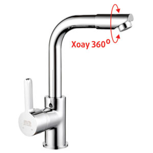 Hình đại diện vòi rửa chén nóng lạnh Eurolife EL-KM02 giúp khách hàng quan sát tổng thể thiết kế sản phẩm, bề mặt Chrome sáng bóng, cần vòi quay 360 độ và đầu vòi xoay linh hoạt khi sử dụng trong bếp.