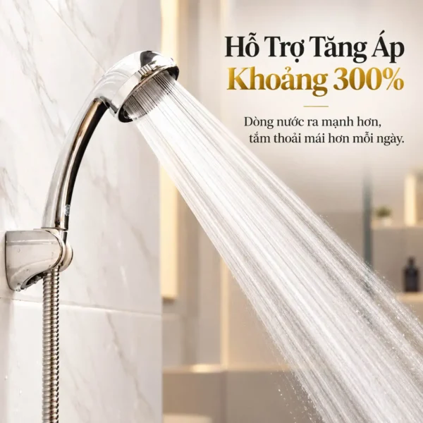 Tay sen Eurolife EL-112SH phun nước thực tế minh họa khả năng hỗ trợ tăng áp khoảng 300%