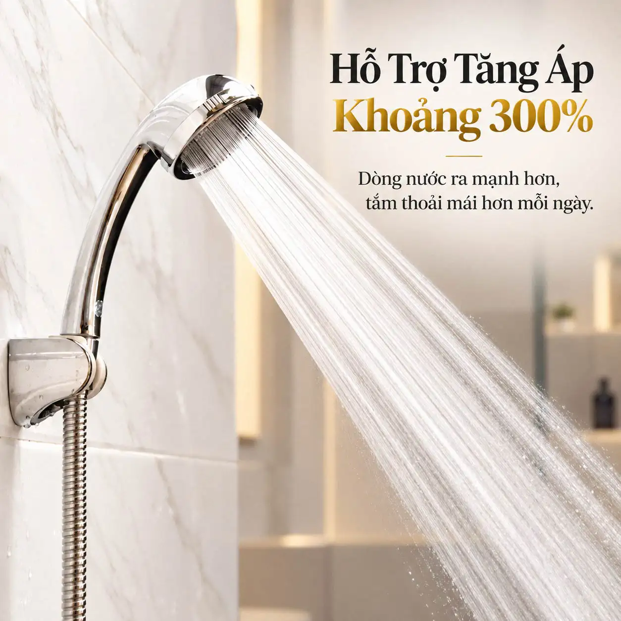 Tay sen Eurolife EL-112SH phun nước thực tế minh họa khả năng hỗ trợ tăng áp khoảng 300%