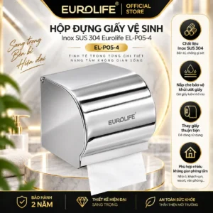 Hộp đựng giấy vệ sinh Inox SUS 304 Eurolife EL-P05-4 có nắp che
