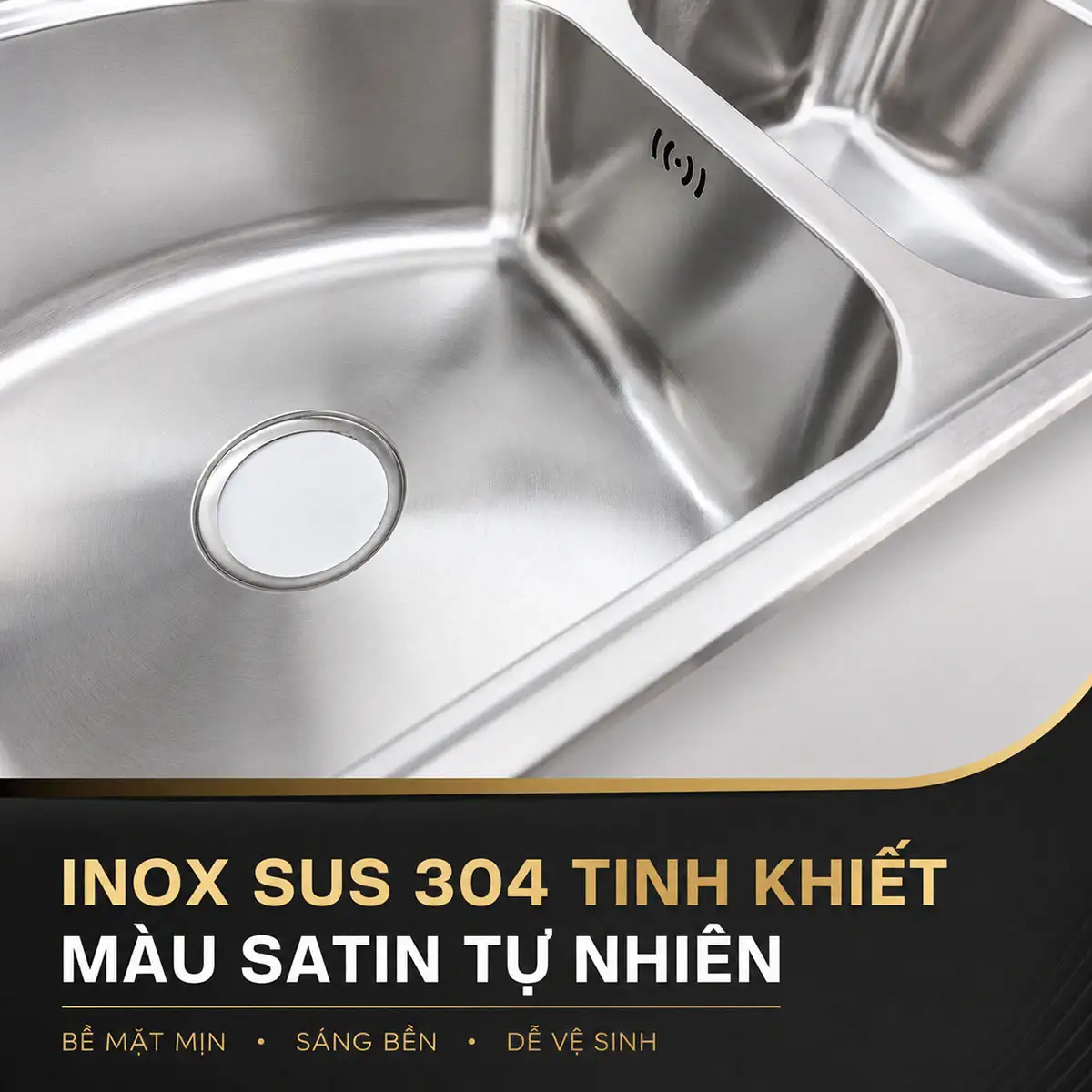 Bề mặt satin tự nhiên của chậu Inox SUS304 Eurolife EL-C8145