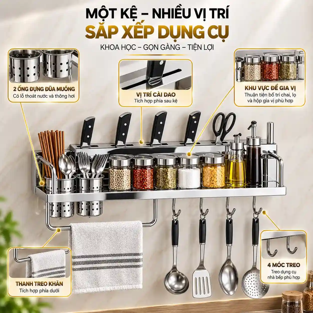 Kệ bếp đa năng Eurolife EL-K4 nhiều vị trí sắp xếp dụng cụ