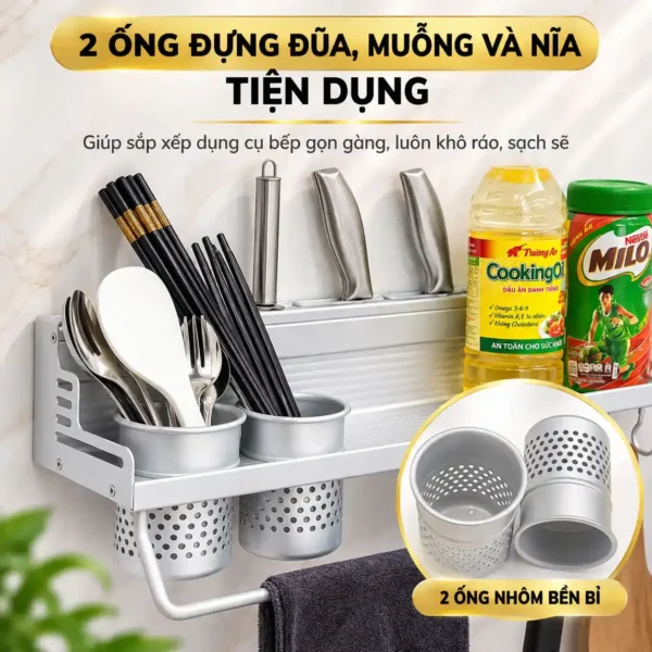 Kệ bếp Eurolife EL-K2 có 2 ống đựng đũa muỗng nĩa