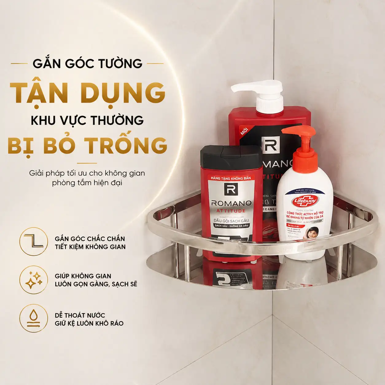 Kệ gắn góc tường phòng tắm Eurolife EL-KG1