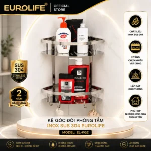 kệ góc đôi phòng tắm Inox SUS 304 Eurolife EL-KG2