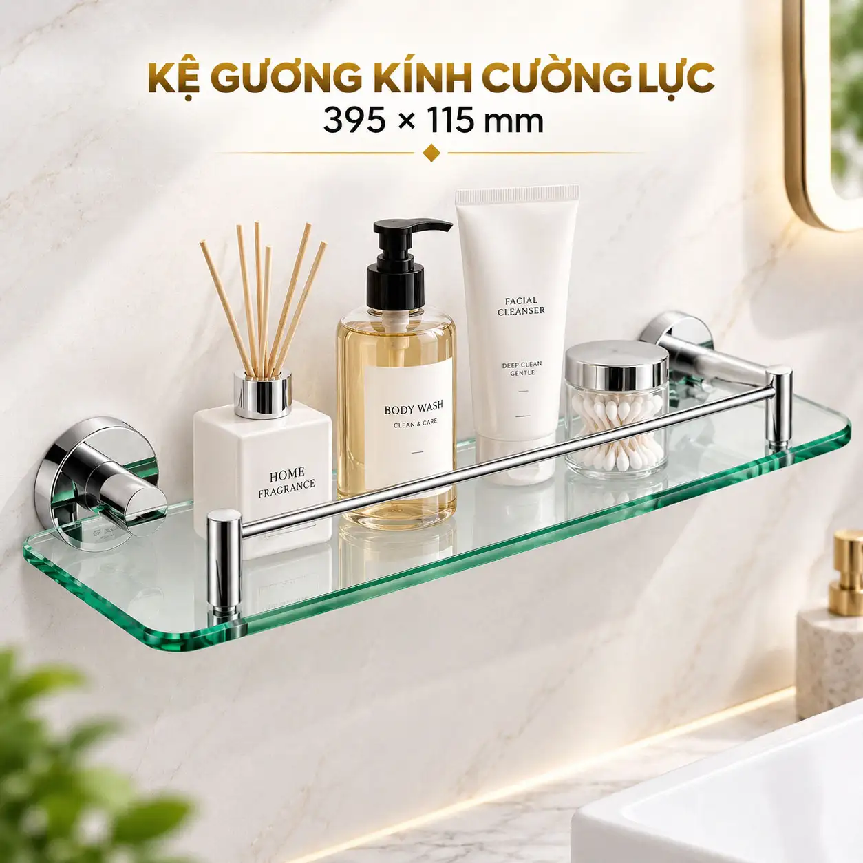 Kệ gương kính cường lực 395 x 115 mm Eurolife EL-P01