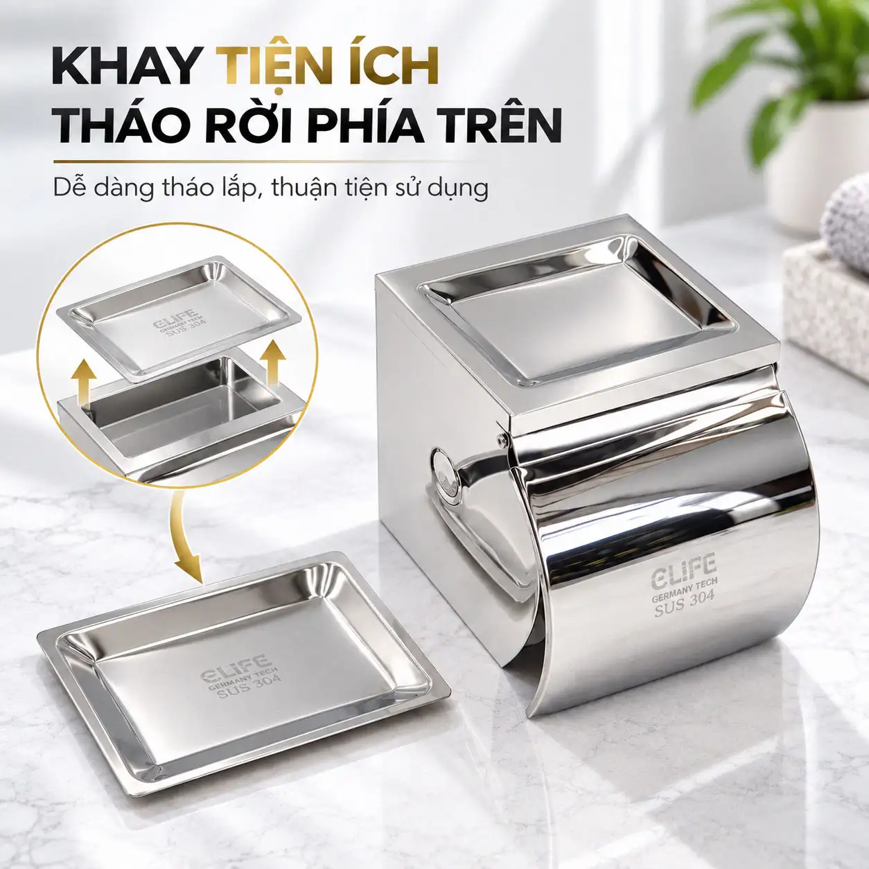 Khay tiện ích tháo rời hộp đựng giấy vệ sinh Eurolife EL-P06-4