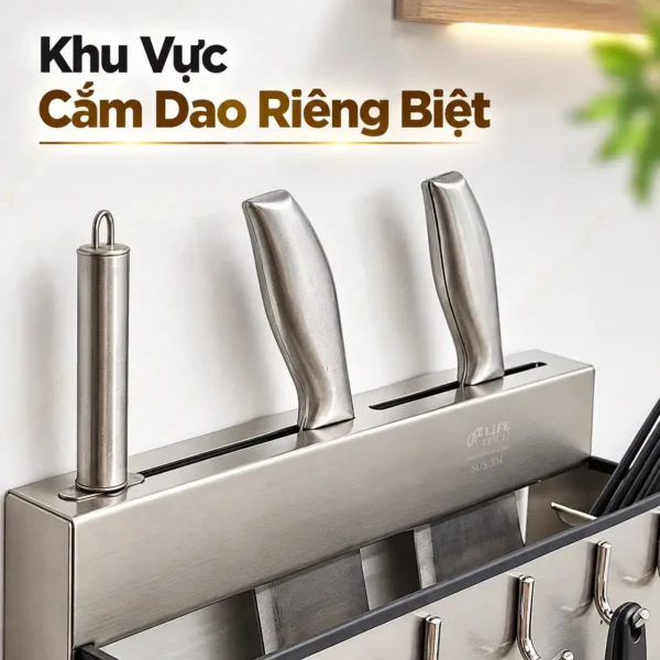 Khu vực cắm dao kệ bếp Inox 304 Eurolife EL-K5