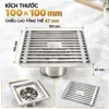Thoát sàn inox 304 10x10 Eurolife EL-HG04 kích thước 100 × 100 mm và chiều cao tổng thể 47 mm