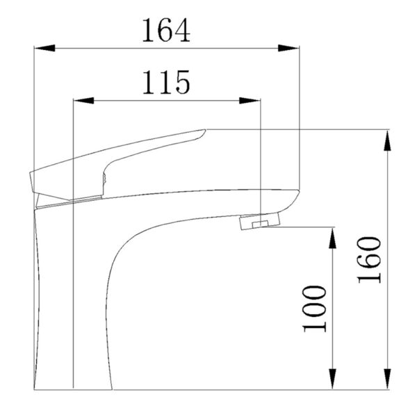 Kích thước vòi lavabo nóng lạnh Eurolife EL-LOUIS 02 giúp khách hàng kiểm tra chiều cao, chiều dài thân vòi và khoảng cách đầu vòi trước khi mua.