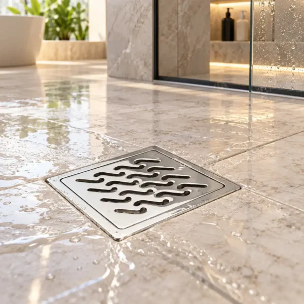 Thoát sàn Inox Eurolife EL-HG07 lắp âm trên nền phòng tắm có nước