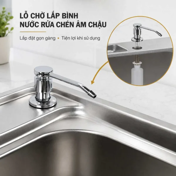 Lỗ chờ lắp bình nước rửa chén âm chậu trên Eurolife EL-C8145