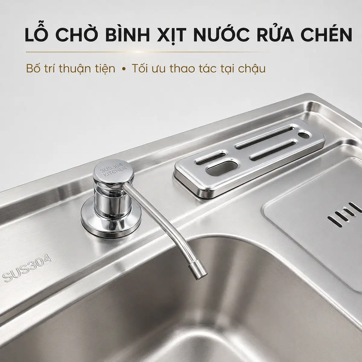 Lỗ chờ lắp bình nước rửa chén trên chậu Inox Eurolife EL-C9245