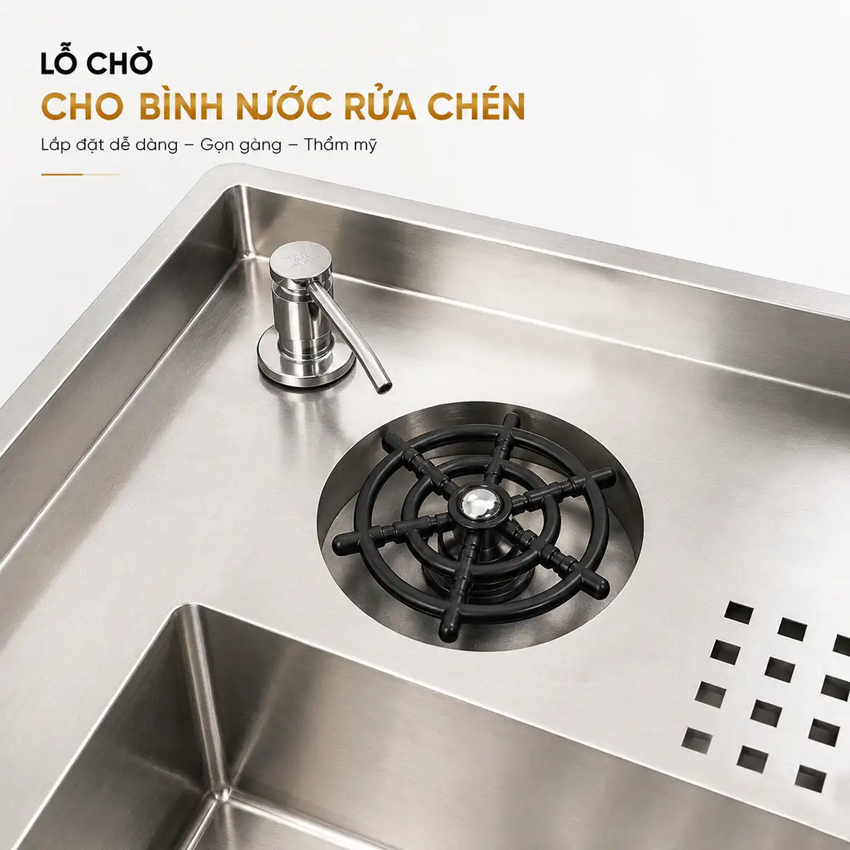 Lỗ chờ bình nước rửa chén trên chậu Eurolife EL-LS10050
