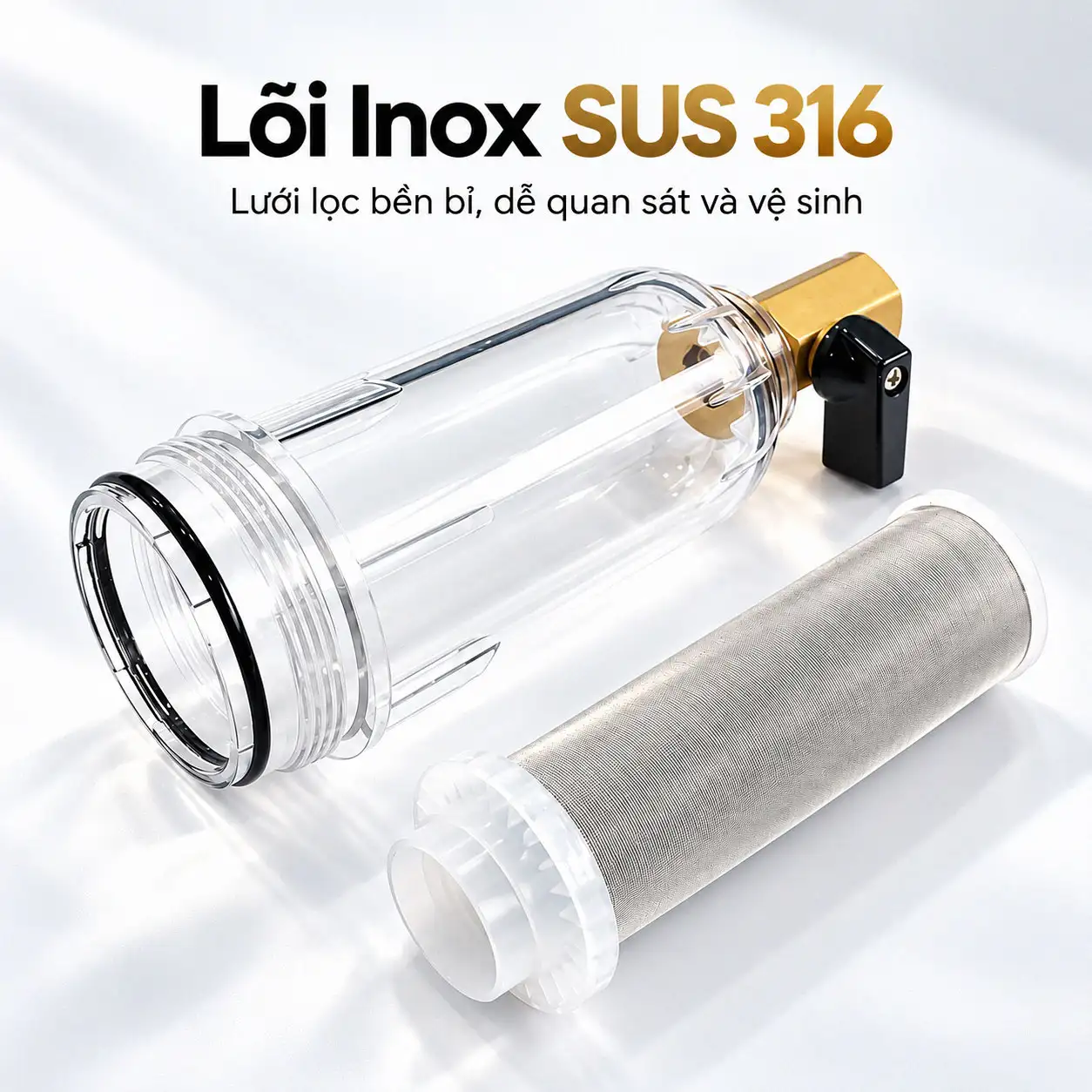Lõi Inox SUS 316 tháo rời của bộ lọc đầu nguồn Eurolife EL-L21 EL-L27