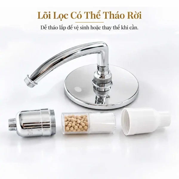Tay sen Eurolife EL-146SH tháo rời thân và ống lõi lọc hình trụ để vệ sinh hoặc thay thế