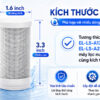 Lõi thay thế Eurolife EL-CF1315 có kích thước khoảng 1.6 inch x 3.3 inch, dễ lắp đặt và tương thích với nhiều dòng máy lọc nước tại vòi Eurolife.