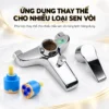 Hai lõi van Ceramic Eurolife minh họa ứng dụng thay thế cho nhiều mẫu sen vòi nóng lạnh